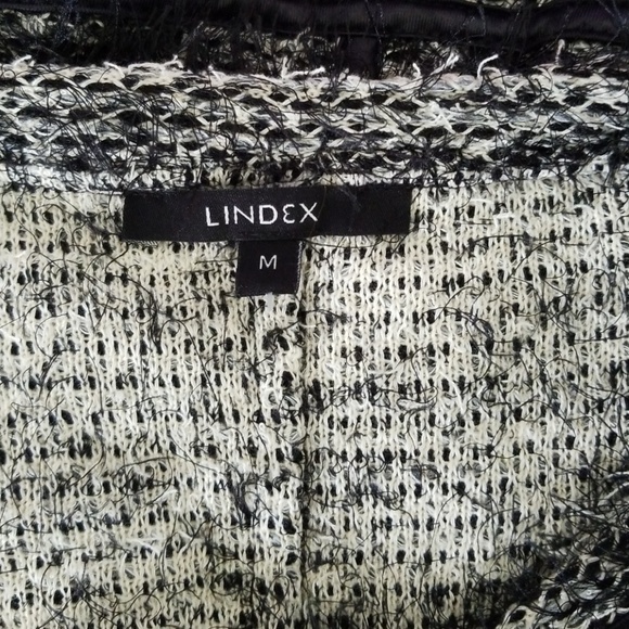 LINDEX open front fuzzy black white blazer - Picture 7 of 8
